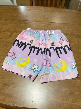 ROMWE Pastel Pink Moon & Stars Graphic Shorts